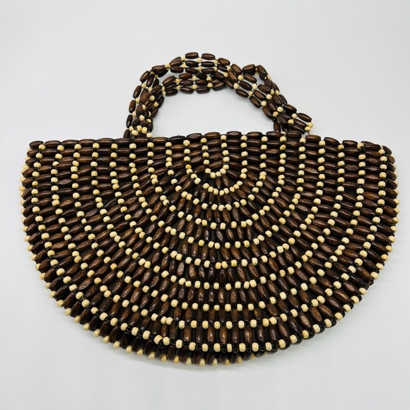 RIXO Handbags - RIXO LONDON Half Moon Tote Bead Bag Satin Lining